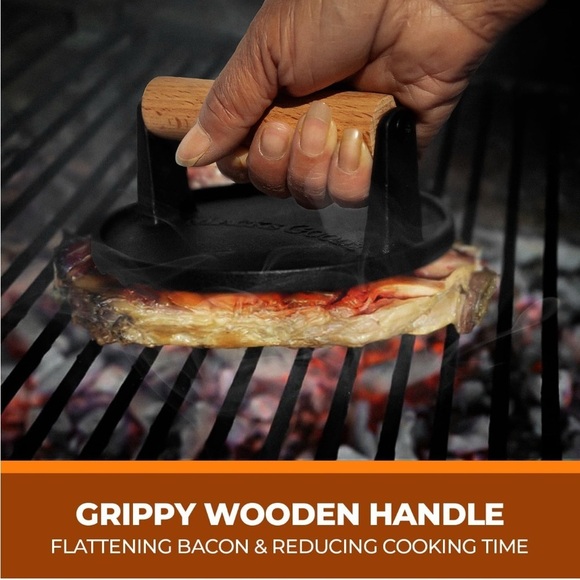 Macks Goods Cast Iron Burger Press with Wooden Handle (063) - Picture 5 of 5